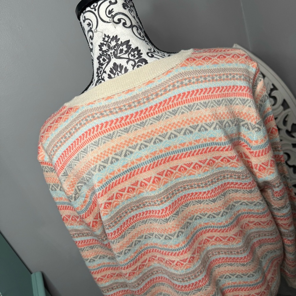 Croft & Barrow Pastel Aztec Button Front Cardigan Size XL Boho Business Casual - Picture 8 of 12